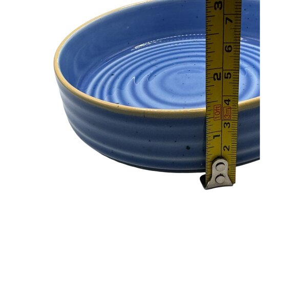 Ariane Artisan Fine Porcelain Blue Serving Bowl With Yellow Rim 8.5" Diameter Ha - Picture 5 of 6